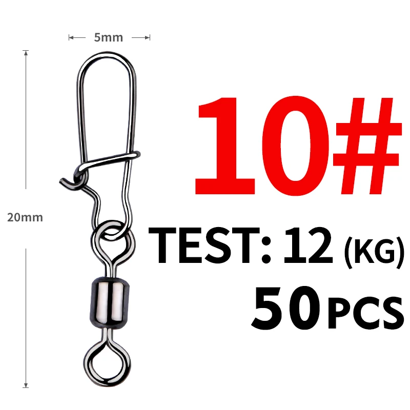 MEREDITH 50PCS Pike Fishing Accessories Connector Pin Bearing Rolling Swivel Stainless Steel Snap Fishhook Lure Swivels Tackle - Image 7