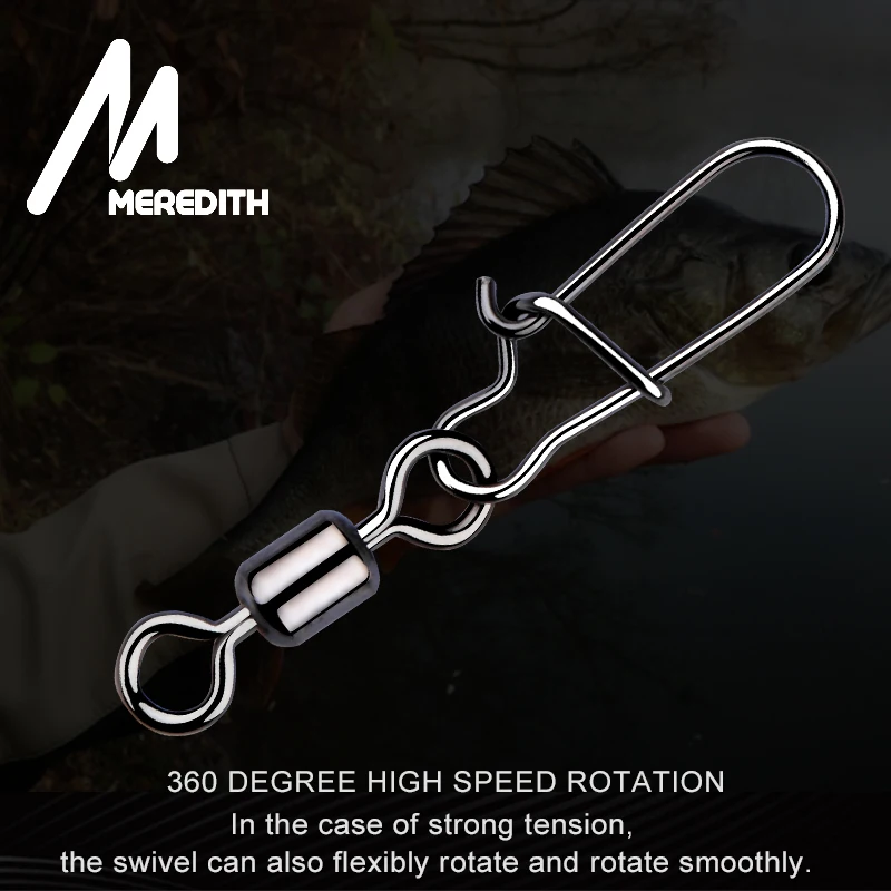 MEREDITH 50PCS Pike Fishing Accessories Connector Pin Bearing Rolling Swivel Stainless Steel Snap Fishhook Lure Swivels Tackle - Image 3