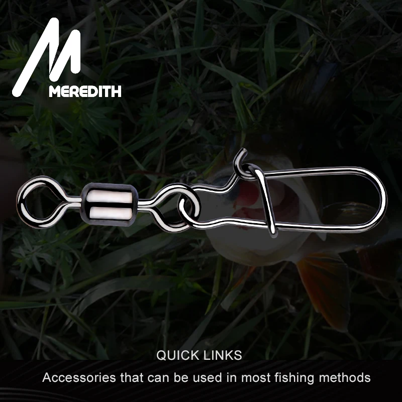 MEREDITH 50PCS Pike Fishing Accessories Connector Pin Bearing Rolling Swivel Stainless Steel Snap Fishhook Lure Swivels Tackle - Image 4