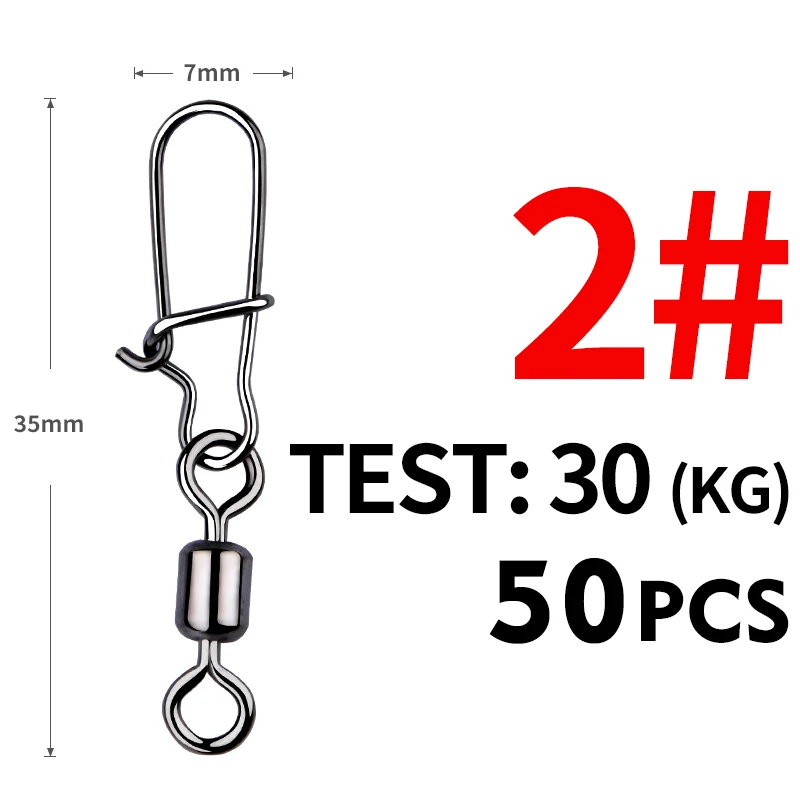 MEREDITH 50PCS Pike Fishing Accessories Connector Pin Bearing Rolling Swivel Stainless Steel Snap Fishhook Lure Swivels Tackle - Image 11