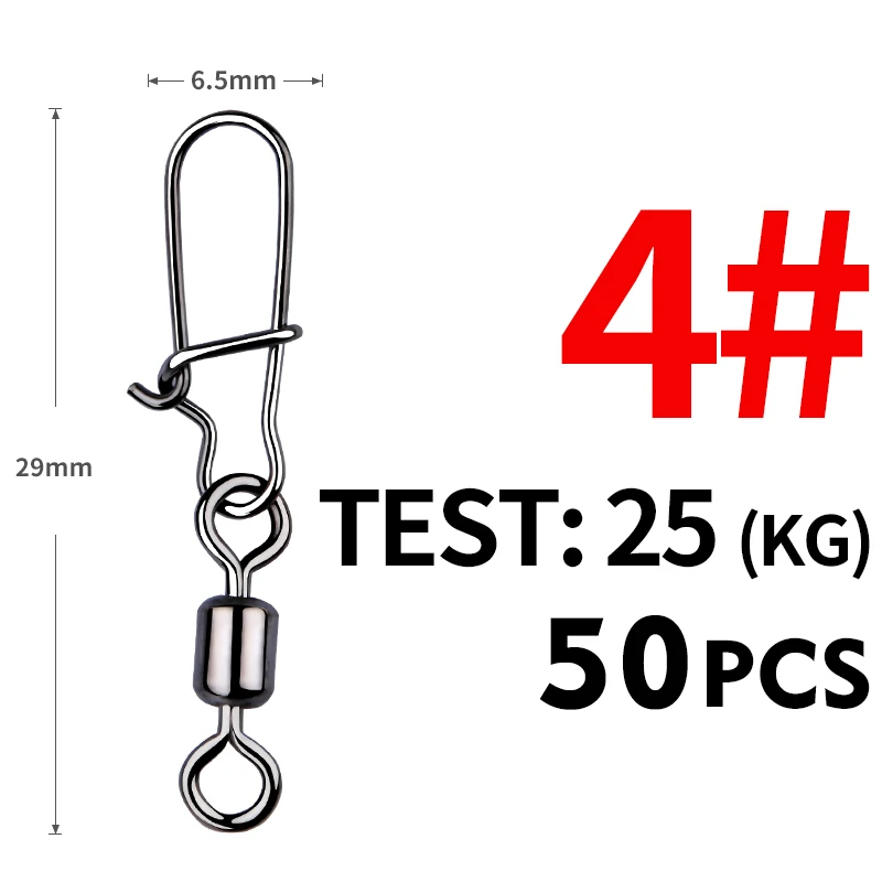 MEREDITH 50PCS Pike Fishing Accessories Connector Pin Bearing Rolling Swivel Stainless Steel Snap Fishhook Lure Swivels Tackle - Image 12