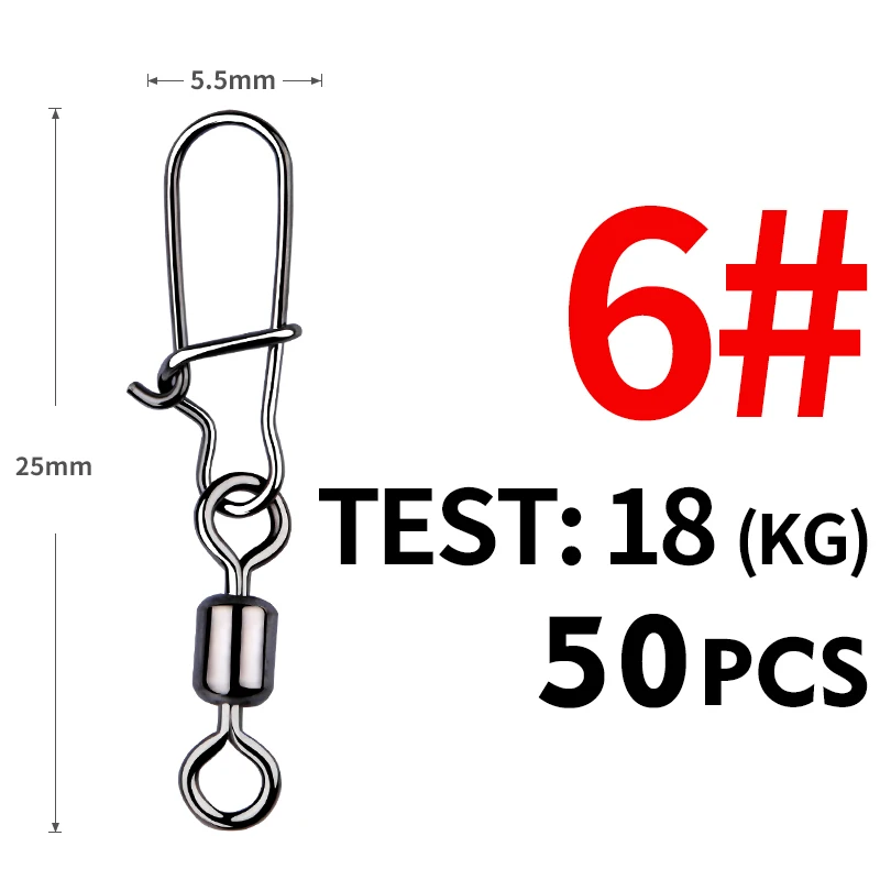 MEREDITH 50PCS Pike Fishing Accessories Connector Pin Bearing Rolling Swivel Stainless Steel Snap Fishhook Lure Swivels Tackle - Image 13