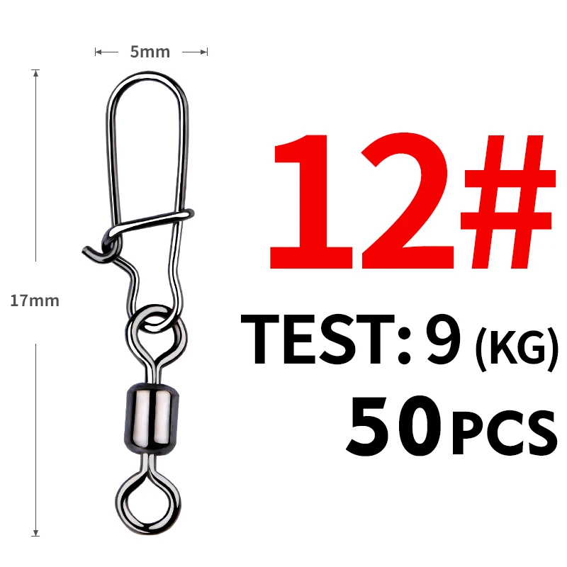 MEREDITH 50PCS Pike Fishing Accessories Connector Pin Bearing Rolling Swivel Stainless Steel Snap Fishhook Lure Swivels Tackle - Image 8