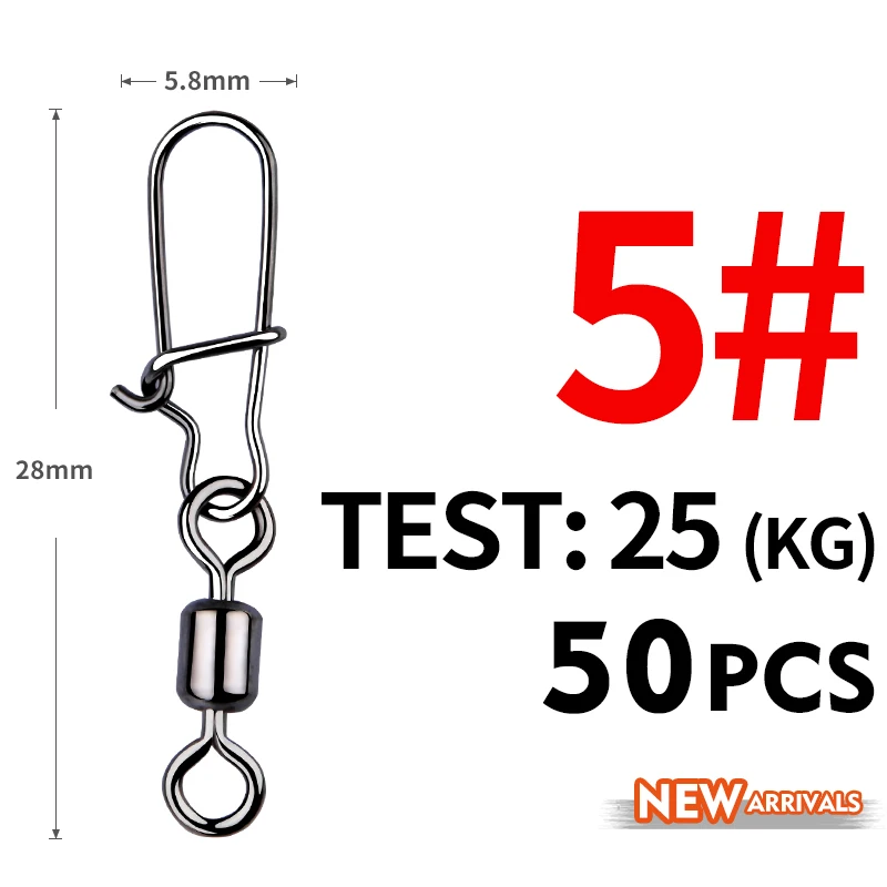 MEREDITH 50PCS Pike Fishing Accessories Connector Pin Bearing Rolling Swivel Stainless Steel Snap Fishhook Lure Swivels Tackle - Image 16