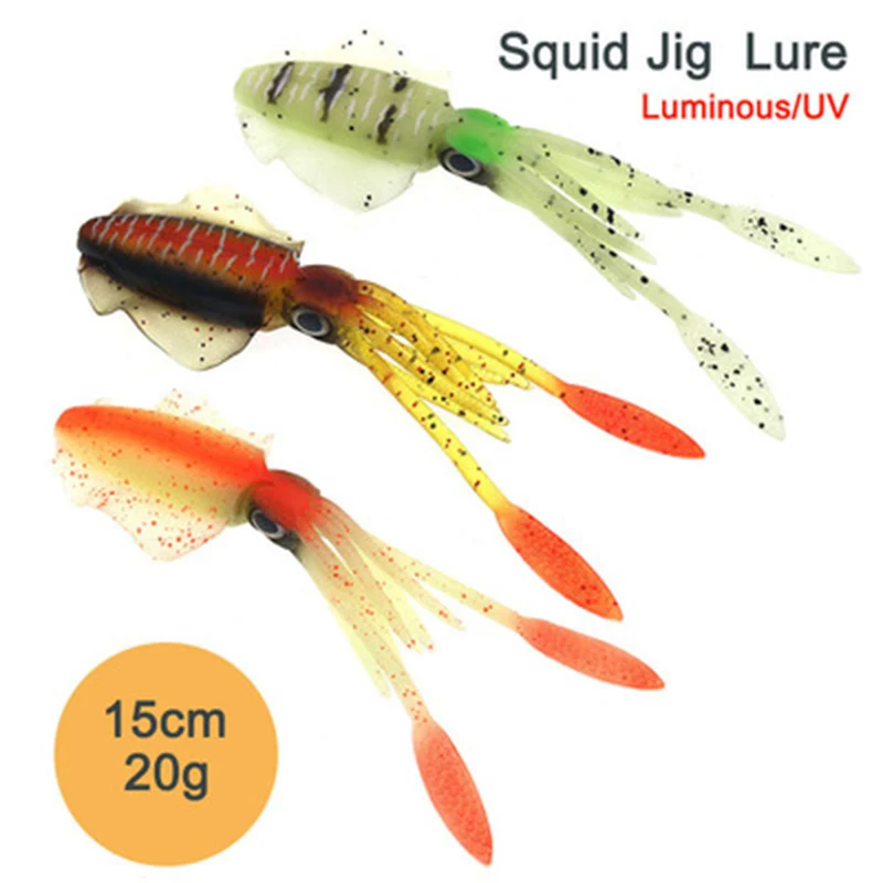 Soft Squid Fishing Trolling Lure 2g 7g 15g 20g 60g Luminous UV Squid Jig For Sea Fishing Boat Fishing Wobblers Bait Rockfishing - Image 4