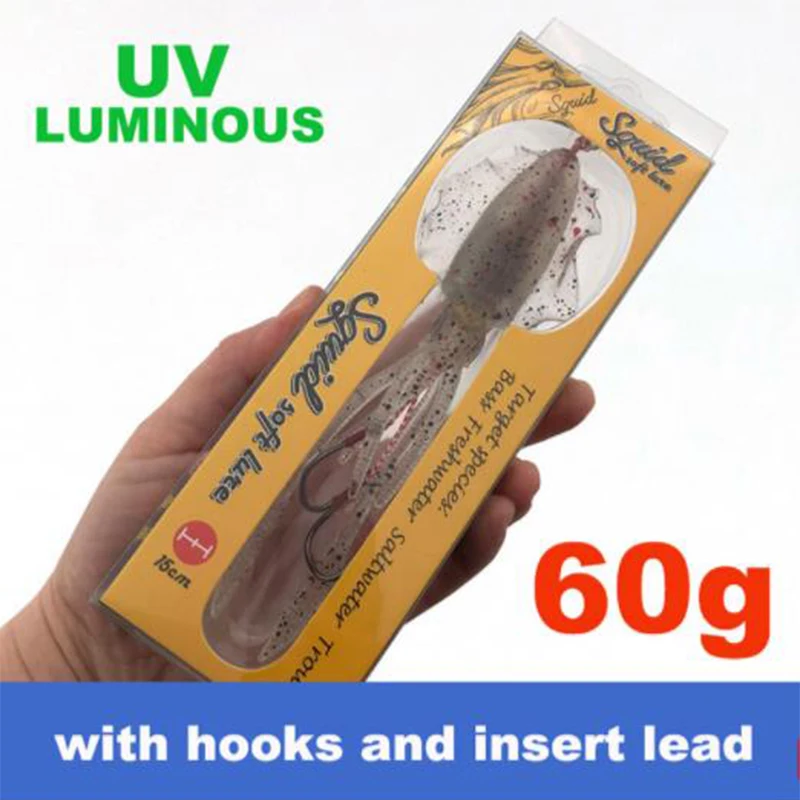 Soft Squid Fishing Trolling Lure 2g 7g 15g 20g 60g Luminous UV Squid Jig For Sea Fishing Boat Fishing Wobblers Bait Rockfishing - Image 3