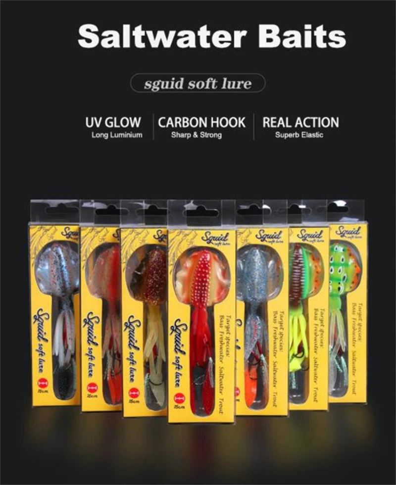 Soft Squid Fishing Trolling Lure 2g 7g 15g 20g 60g Luminous UV Squid Jig For Sea Fishing Boat Fishing Wobblers Bait Rockfishing - Image 57