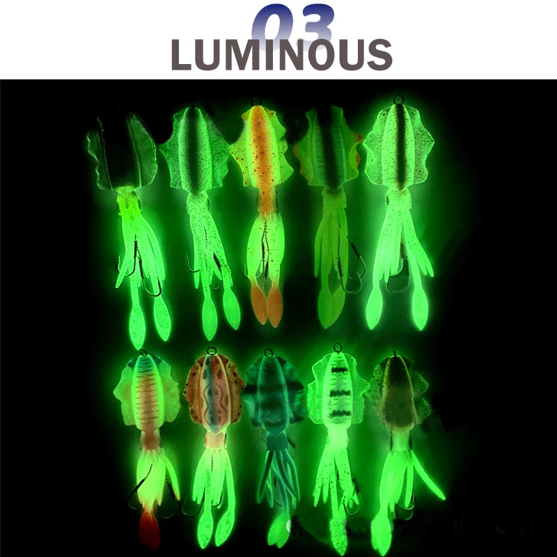 Soft Squid Fishing Trolling Lure 2g 7g 15g 20g 60g Luminous UV Squid Jig For Sea Fishing Boat Fishing Wobblers Bait Rockfishing - Image 62